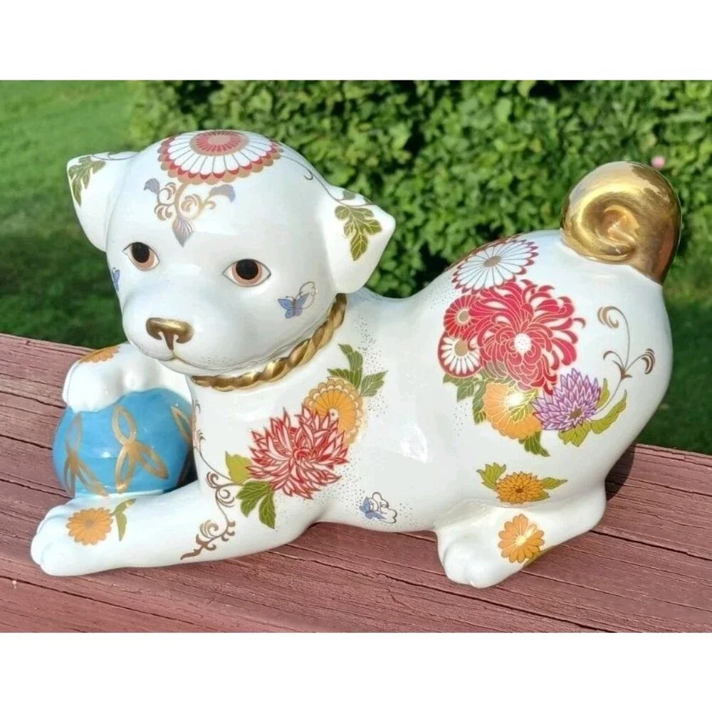 Vintage 1987 The Imperial Puppy Of Satsuma Hand Painted Porcelain Franklin Mint